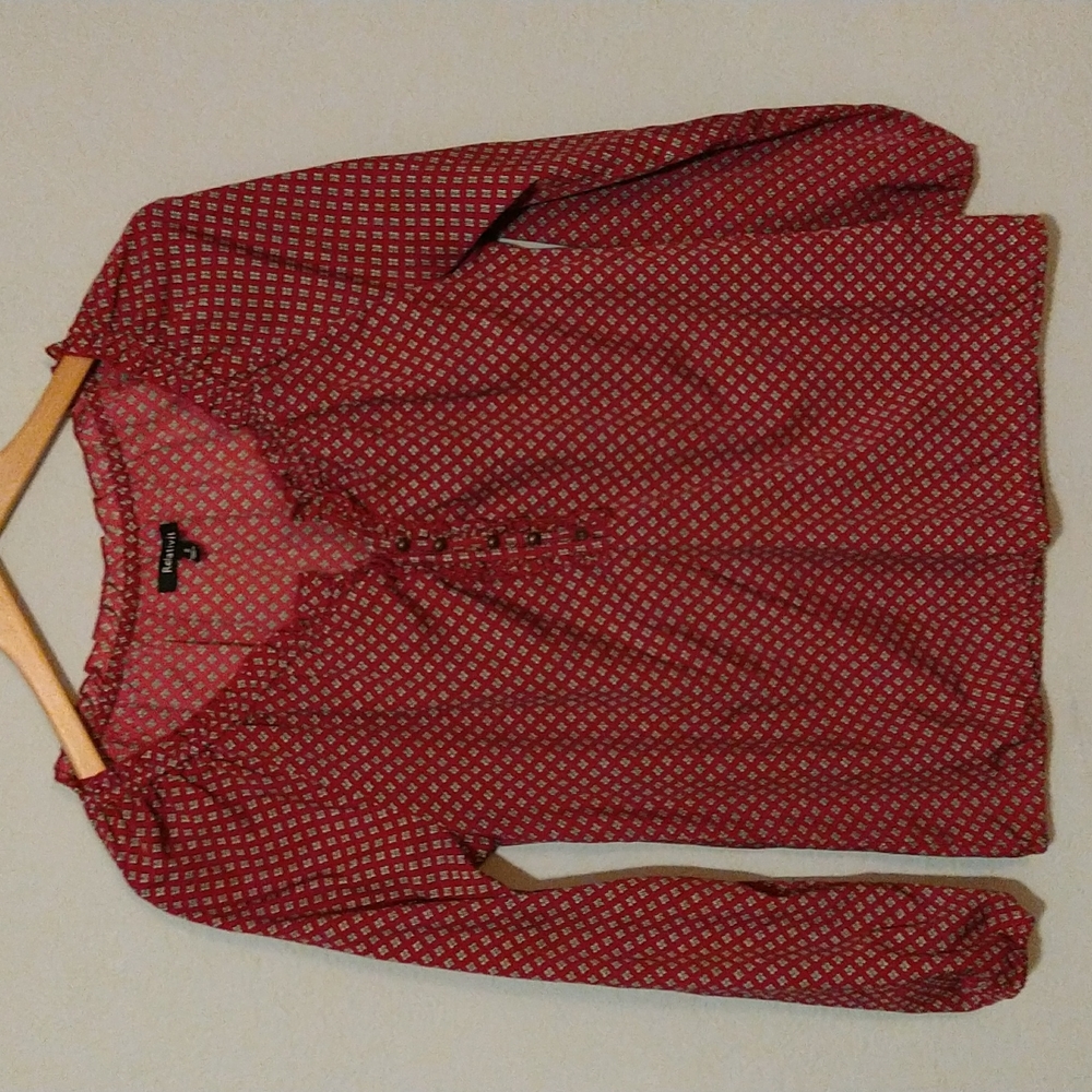 Relativity Red Long Sleeve Blouse Size Small